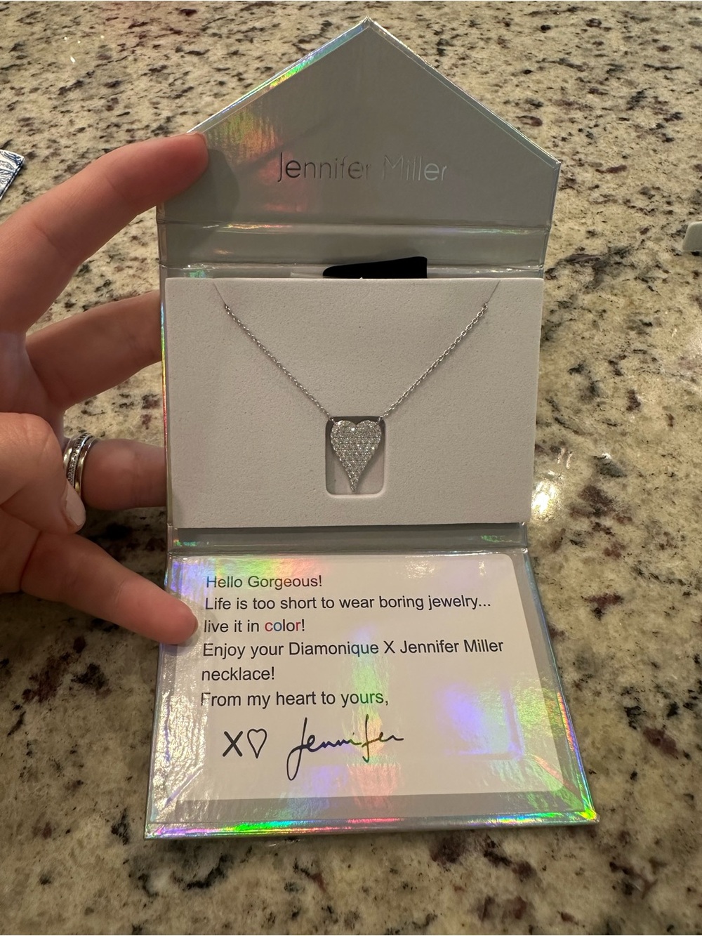 Jennifer Miller Pave Heart Necklace in Silver